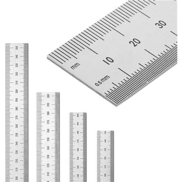 4 Pack (6, 8, 12, 14 inch), Metric Ruler, 6 inch Ruler, Stainless Steel Ruler - Picture 4 of 7
